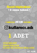 Resim 61 AVM Kişiye Özel İnstagram Logolu Kullanıcı Adı Sticker Folyo - 1 Adet 20 Cm - Siyah - 