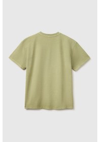 Resim United Colors Of Benetton Erkek Çocuk Haki Baskı Detaylı Düğmeli Yuvarlak Yaka T-shirt 6-14 Yaş -2852 