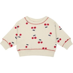 Resim Antebies Organik Krem Kiraz Desenli Manşetli Kız Bebek Sweatshirt 