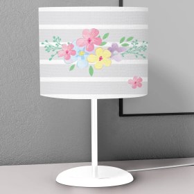 Resim instababyrooms Gri Çiçek Desenli Çocuk Odası Dijital Baskılı Çocuk Odası Masaüstü Abajur Avize 