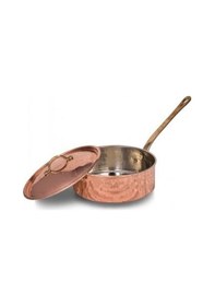 Resim Turna Bakır Karnıyarık Tencere Tek Kulp 1 No 16 Cm El Dövme Kırmızı Turna8196-1 