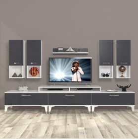 Resim Decoraktiv Ekoflex 8da Mdf Silver Tv Ünitesi Tv Sehpası - Beyaz - Antrasit 