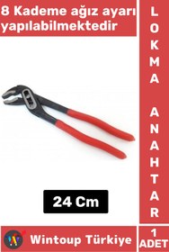Resim Wintoup Premium Ergonomik 8 Kademe Ağız Ayarlı Fort Pense Boru Çeşme Musluk Anahtarı 24 Cm 