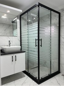 Resim Ustaduş & Marka - 6 Mm Karolaj Kumlu Temper Cam Duşakabin H:190 Özel Seri Krom Aksesuar Diğer 