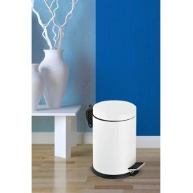 Resim 16 Litre Paslanmaz Pedallı Beyaz Çöp Kovası, Ev, Ofis, Banyo, Mutfak Için Ideal 