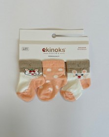 Resim Ekinoks Socks Rabi 3'lü Kız Bebek Patikli Çorap Seti - Turuncu Turuncu 
