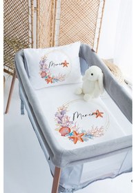Resim Lilabio %100 Pamuk Saten İsme Özel İsimli 70x120 Park Yatak Nevresim Seti Deniz Yıldızı 