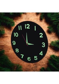 Resim Çocuk Odası Fosforlu 3d Kabartma Rakam Ahşap Mini Duvar Saati Siyah 