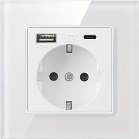 Resim GTYORUS Avrupa Tipi (Schuko) USB-C Hızlı Şarj Priz - 250V Ağır Hizmet, Tasarruflu Tasarım, Ev, Ofis, Otel için - USB-A Cihazlarla Uyumlu (Akıllı Telefonlar, Tabletler, Dizüstü Bilgisayarlar) - Modern Minimalist Beyaz Elektrik Prizi, Ofis Şarj İstasyonu, Parlak Yüzeyli Yüksek Kaliteli Malzemeler, Çağdaş Priz Tasarımı, Dayanıklı Yapı, Çok Portlu Şarj Aleti, Teknoloji Meraklıları İçin 
