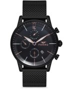 Resim FERRO Siyah Hasır Kordon Erkek Kol Saati F11039C-1093-G 