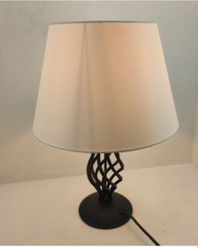 Resim Siyah Rustik Burgulu Metal Ayaklı 30'luk Beyaz Şapkalı Abaju Beyaz - Siyah 