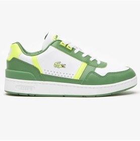 Resim Lacoste T-clip Hakiki Deri Erkek Sneaker Günlük Spor Ayakkabı Yeşil-beyaz Yeşil - Beyaz 