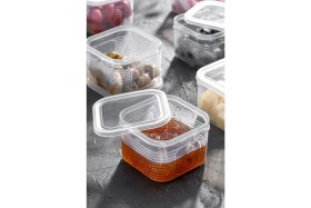 Resim Mediterian 7 Parçalı Şeffaf Hava Almaz Piknik ve Kahvaltı Seti, Turuncu, Plastik 