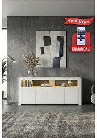 Resim Sur Ledli Tv Ünitesi 164 Cm Beyaz Beyaz 