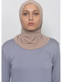 Resim Altobeh Çıtçıtlı Hazır Eşarp Hijap Koyu Bej 
