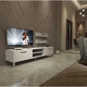 Resim Decoraktiv Eko 4 Slm Dvd Krom Ayaklı Tv Ünitesi Tv Sehpası - Parlak Beyaz 