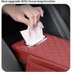 Resim Hafıza Köpüğü Araba Kol Dayama Minderi Evrensel Su Geçirmez Deri Oto Kol Dayama Koltuk Kutusu Koruyucu Cep ve Doku Kutusu ile Araba Merkezi Konsol Kapağı SUV Kamyon Sedan Araç için 