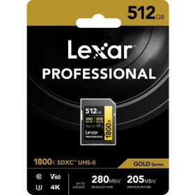 Resim Lexar 512GB UHS-II SDXC Hafıza Kartı 1800X 4K Video Desteği 