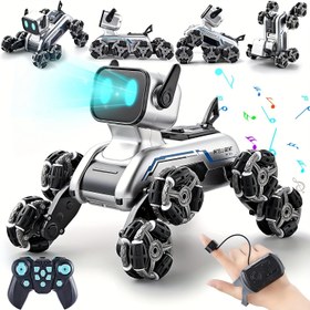Resim MESIONDY Uzaktan Kumandalı Robot Köpek 2.4GHz Kablosuz, 8WD Stunt RC Araba, USB Şarj Edilebilir, Müzik ve Işıklar, Dayanıklı ABS Malzeme, Çocuklar İçin İdeal Doğum Günü Hediyesi 6-12 Yaş Arası, Robot Köpek Oyuncak, Canlı Tasarım, Etkileşimli Oyuncak 