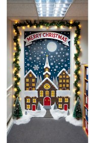 Resim PROMISEBACKDROP2 190x75cm Lastikli kapı süsü, Kumaş kapı giydirme, Christmas decor, Yılbaşı, Okul etkinlik kapı süsü 