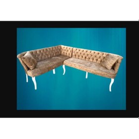 Resim Bengimobilya Köşe Takımı Chester Model Ahşap Kayın Torna Ayak Lükens Aslan Bab 