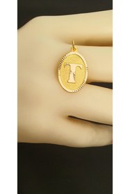 Resim Goldlife jewellery Kadın 14 Ayar Altın T Harfi Oval Nostaljik Kolye Ucu 