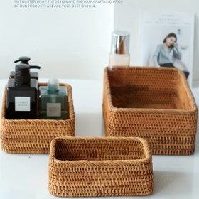 Resim 1 adet/3 adet El Dokuma Doğal Rattan Depolama Sepeti - Açık Kahverengi Dekoratif Organizatör Banyo, Mutfak, Oturma Odası için - Çok Amaçlı Meyve & Atıştırmalık Sepeti, Yüksek Kaliteli Ev Dekoru, Banyo Düzenleyiciler ve Depolama, Mutfak Tezgahı Aksesuarı, El Yapımı Görünüm, Zanaatkarlık 
