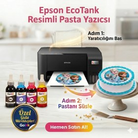 Resim Baskistan Epson Gıda Mürekkepli Resimli Pasta Yazıcısı 4 Kartuşlu Çok Fonksiyonlu A4 10 Sayfa Kapasitesi 