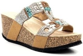 Resim Guja 25Y101 Kadın Taşlı Comfort Dolgu Topuk Terlik Camel 41 