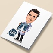 Resim Röntgen Teknikeri Erkek Karikatürlü Tebrik Kartı 