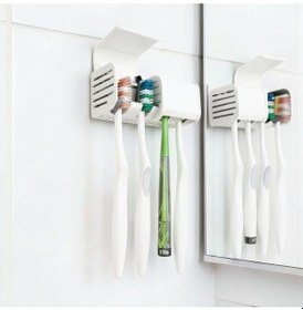 Resim Beyaz Kendinden Yapışkanlı Hijyenik Diş Fırçası Asacağı Askılığı Askılık Diş Fırçalık Banyo Organizer 