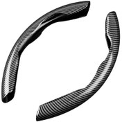 Resim Youmex Karbon Fiber Desenli Otomobil Direksiyon Kılıfı - 4 Mevsim Kullanım İçin Siyah İç Dekorasyon Aksesuarı Siyah 