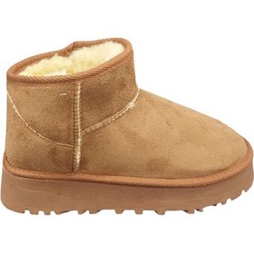 Resim Cudo Kalın Platform Taban İçi Kürklü Günlük Kadın Süet Bot Taba Süet Taba 