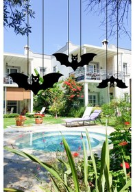 Resim Myc Metal Uçan Yarasa Figürleri - Dekoratif Metal Duvar Tablosu - Halloween Süsleri - 12,5x30 Cm 