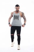 Resim Ghedto Erkek Gri Beast Gym Fitness Tank Top Sporcu Atleti 