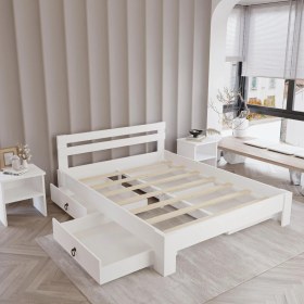 Resim 4 Çekmeceli Letto Mdf Karyola | Tek ve Çift Kişilik Yatak Uyumlu, Kolay Kurulum 