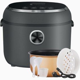 Resim 4L Mini Pilav Pişirici 7 Fonksiyonlu, Buhar Sepetli - Koyu Gri 