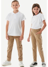 Resim Fullamoda Beli Lastikli Unisex Çocuk Okul Pantolon- Vizon 23MCCK254193511-Vizon 