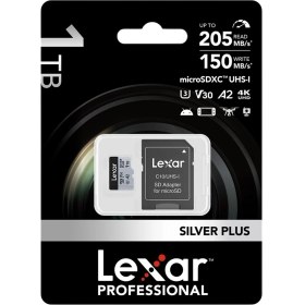 Resim Lexar 1tb Yüksek Performanslı Silver Plus Microsdxc Uhs-I, Up To 205MB/S Okuma 150MB/S Yazma Hafıza Kartı 