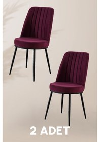 Resim Gold Sandalye - Soho Mor - Metal Siyah Ayak 2 Adet Mor 