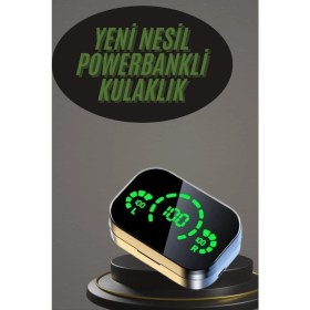 Resim Techno Stock Kablosuz Bluetooth Kulaklık Çift Telefon Destekli Powerbankli Dijital Göstergeli 