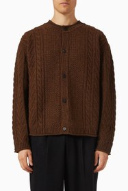 Resim Twisted Cardigan, Kuzu Yünü Karışımlı Hırka, Rahat Silüet - Kahverengi / 50 