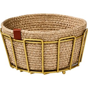 Resim Mat Gold Oval Köşeli Ekmek Sepeti Ekmeklik Sunum Sepeti Makrome Çok Amaçlı Paslanmaz Metal 