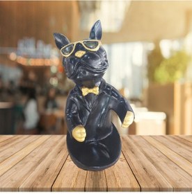 Resim Dekoratif Buldog Şaraplık Siyah&Gold 30x16cm 