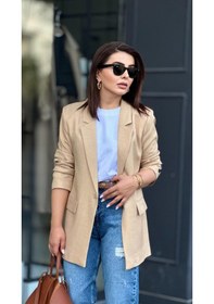 Resim Taş Tek Düğme Yün Efekt Blazer Ceket Taş 
