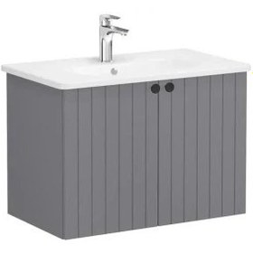 Resim Vitra Root Groove 80 cm Gri Kapaklı Banyo Dolabı Alt Modül Lavabo 