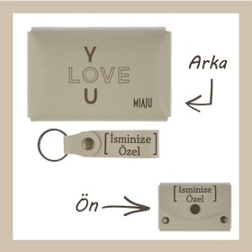 Resim Miaju Sütlü Kahve, I Love You Yazılı, Kalıcı Hatıra, İsme Özel Cüzdan Ve Anahtarlık Seti, Anı Koleksiyonu Sütlü Kahve 