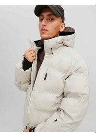 Resim Jack & Jones Jack&jones Sweep 12238998 Kapüşonlu Erkek Şişme Mont Bej 