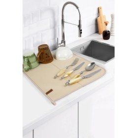 Resim Hamur Basic Bulasik Kurutma Mati Kurulama Bezi Kurutma Örtüsü Tezgah Üstü Bej 