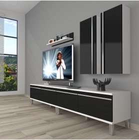 Resim Decoraktiv Eko 5220t Mdf Krom Ayaklı Tv Ünitesi Tv Sehpası - Beyaz - Siyah 